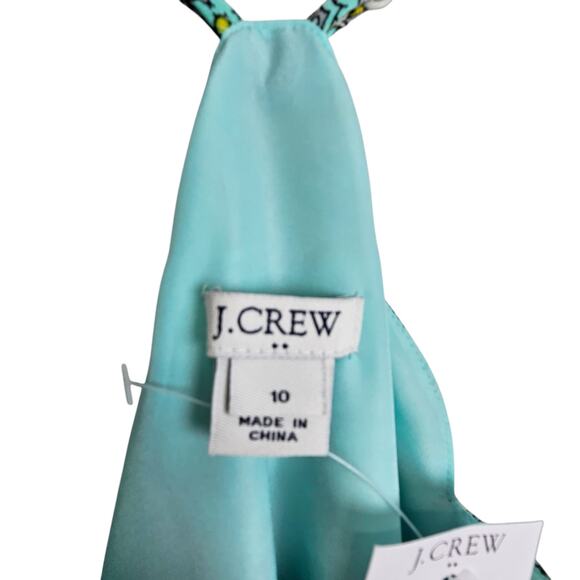 J Crew Tank Top Cami Tank Top Women 10 Green Medallion Print Scallop Top NWT - Picture 6 of 9